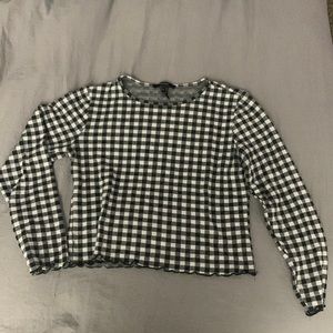 Crop, checkered, long sleeve shirt from Forever 21
